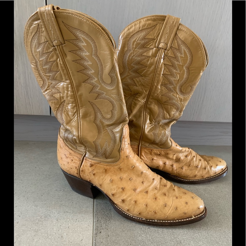 Tony Lama ostrich leather boots, 9.5 M, vintage